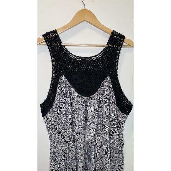 Lucky Brand Floral Crochet Midi Dress Plus Boho 2X Paisley Sleeveless Pockets - Picture 3 of 10